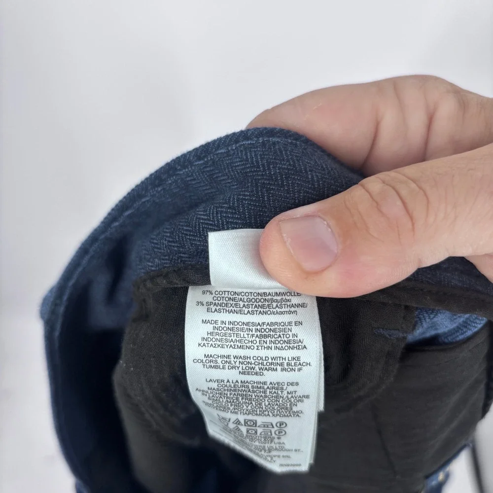 Brooks Brothers Herringbone Chino Pants Men 38x29 (Tag 38x30) Navy Blue Trousers